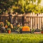 Alt text: High-quality photo showcasing various lawn aerator tools on vibrant green grass.