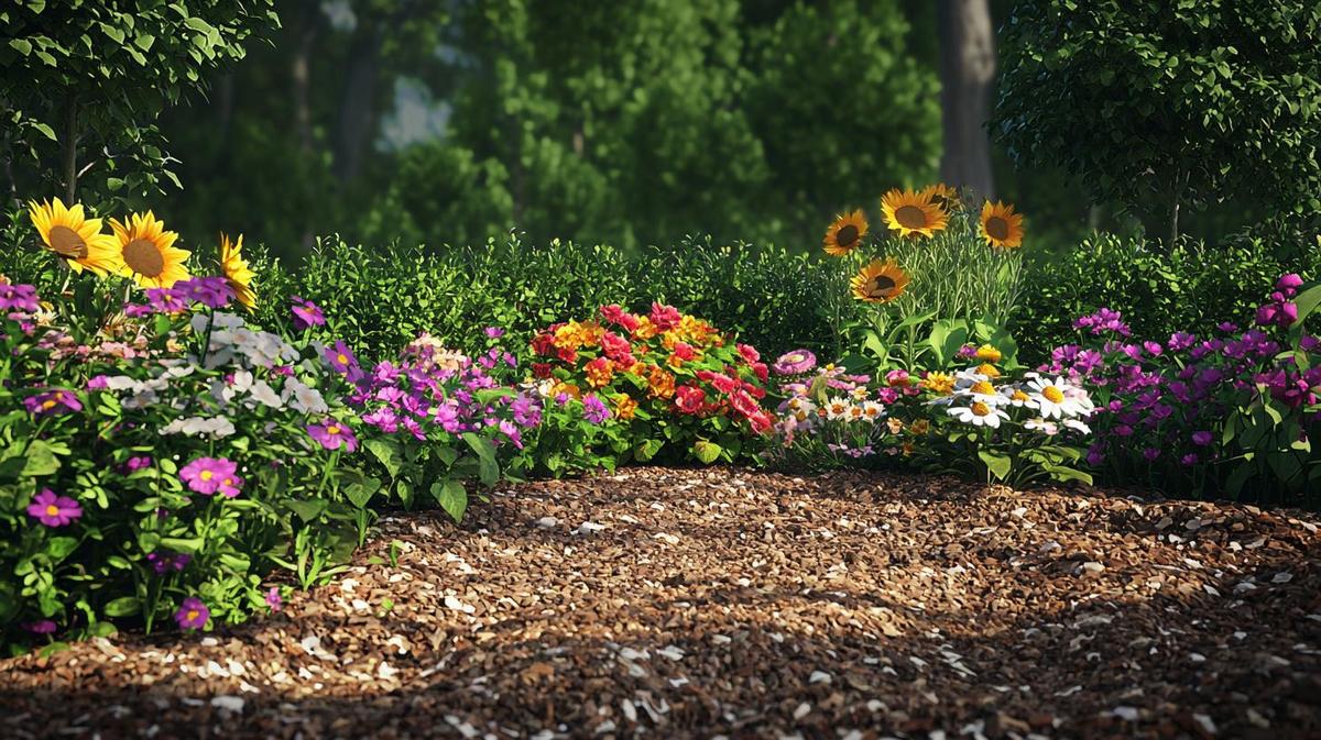 Image showing proper mulch application for garden beds, enhancing soil health and moisture retention.